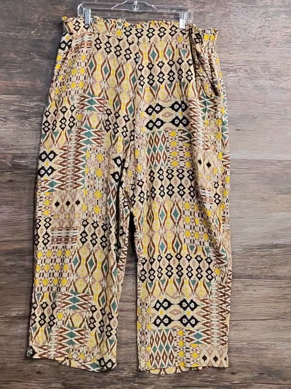 Architect Multicolor Aztec-Print Wide Leg Pants - Yellow & Teal Accents